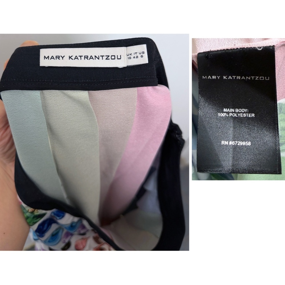 Mary Katrantzou Nyx Perfume Bottle Print Rainbow Stripe Pleated Maxi Skirt US 6 - Picture 3 of 16